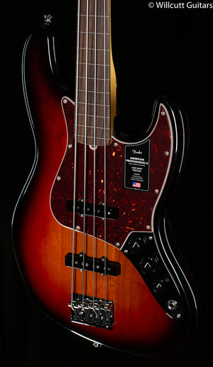 Fender American Professional II Jazz Bass Fretless 3-Color Sunburst Rosewood Fingerboard Bass Guitar
