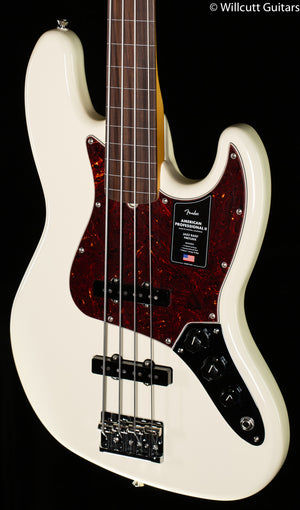 Fender American Professional II Jazz Bass Fretless Olympic White Rosewood Fingerboard Bass Guitar