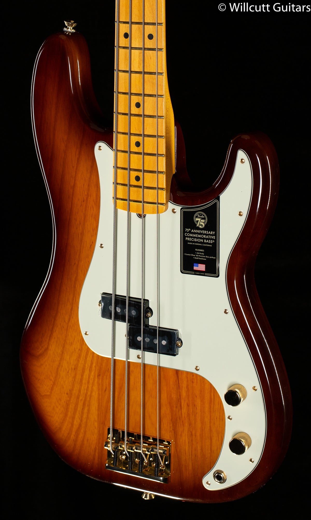 Fender 75th Anniversary Commemorative Precision Bass Maple Fingerboard 2-Color Bourbon Burst Bass Guitar