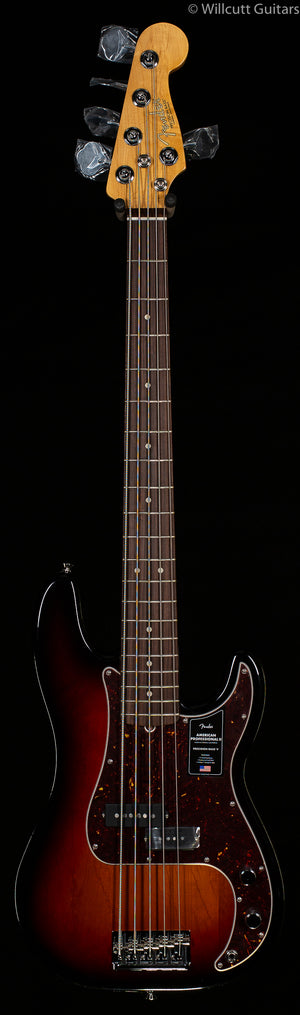 Fender American Professional II Precision Bass V 3-Color Sunburst Rosewood Bass Guitar
