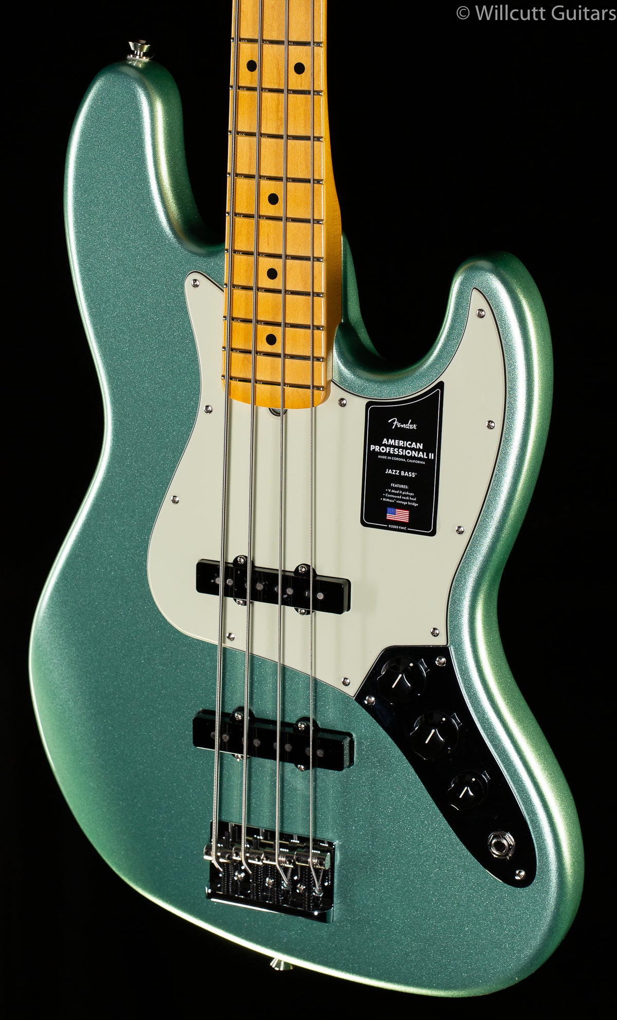 Fender American Professional II Jazz Bass Mystic Surf Green  Maple Fingerboard Bass Guitar