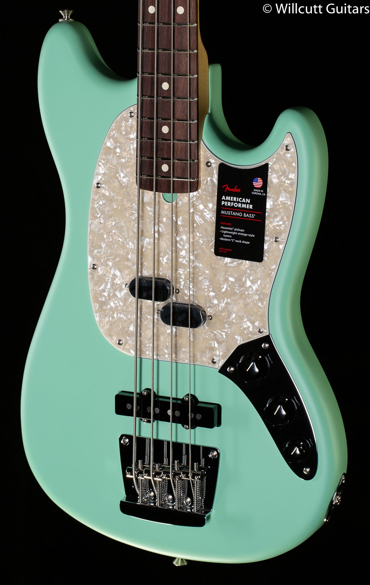 Fender American Performer Mustang Bass RW Satin Surf Green