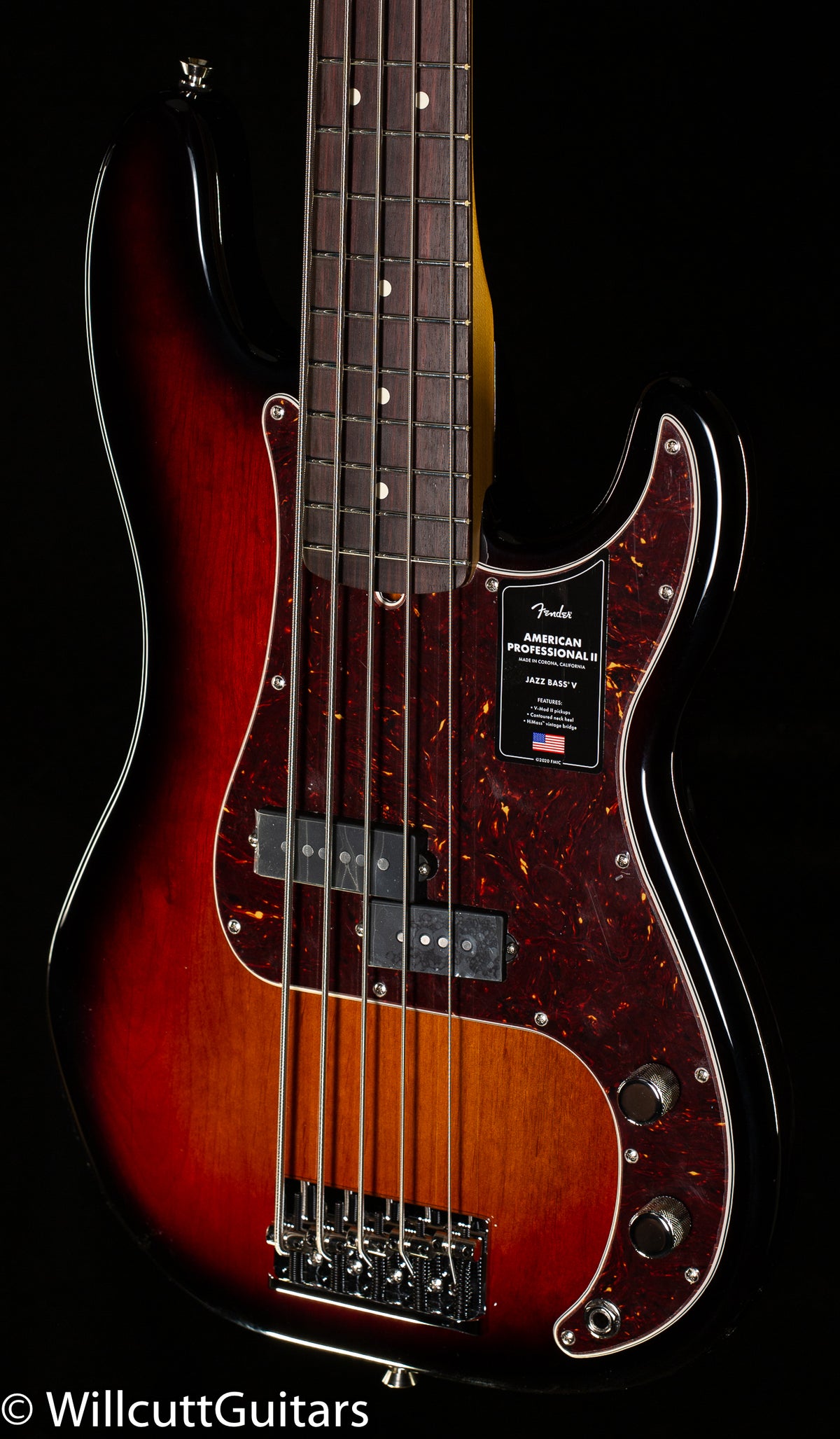 Fender American Professional II Precision Bass V 3-Color Sunburst Rosewood Bass Guitar