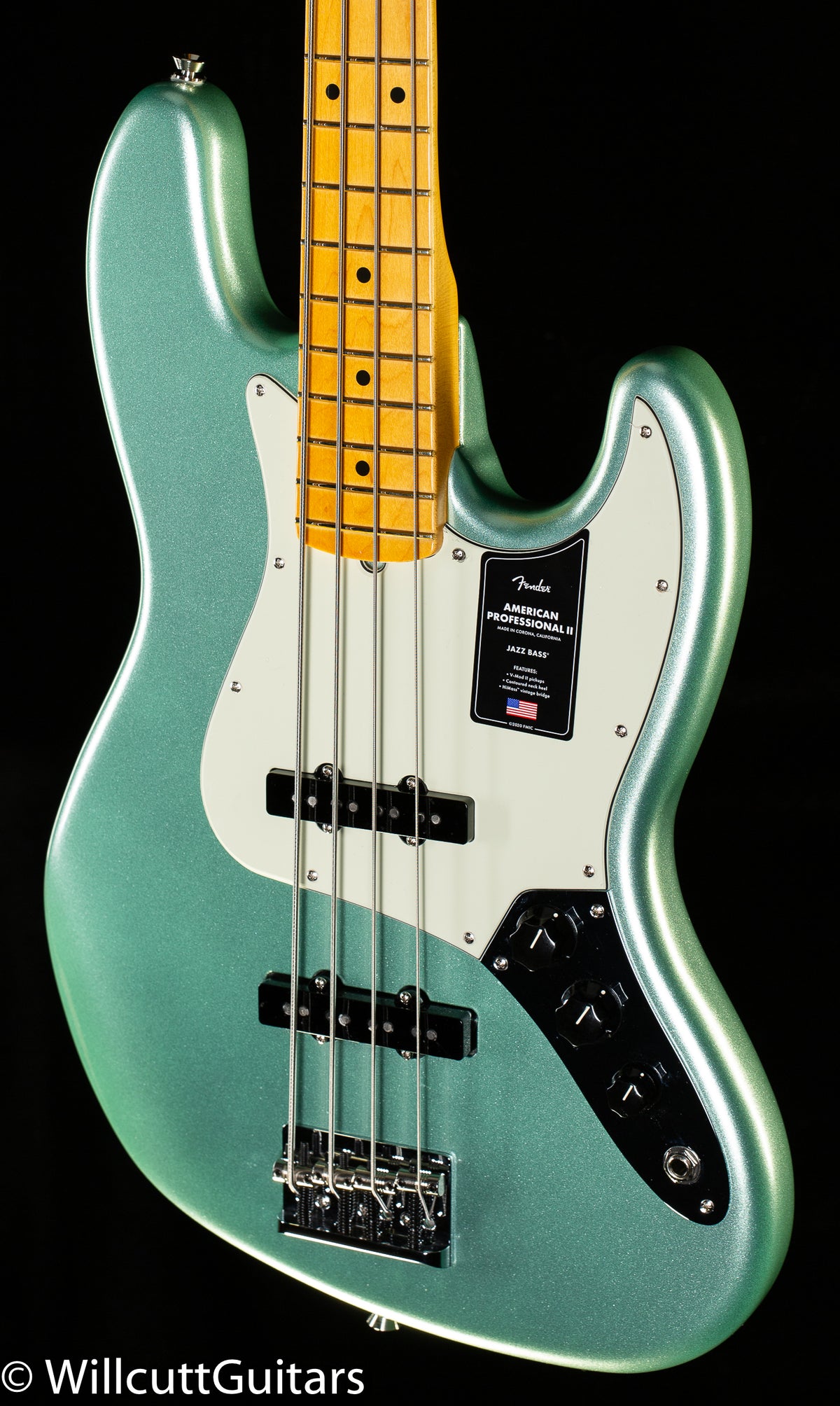 Fender American Professional II Jazz Bass Mystic Surf Green  Maple Fingerboard Bass Guitar
