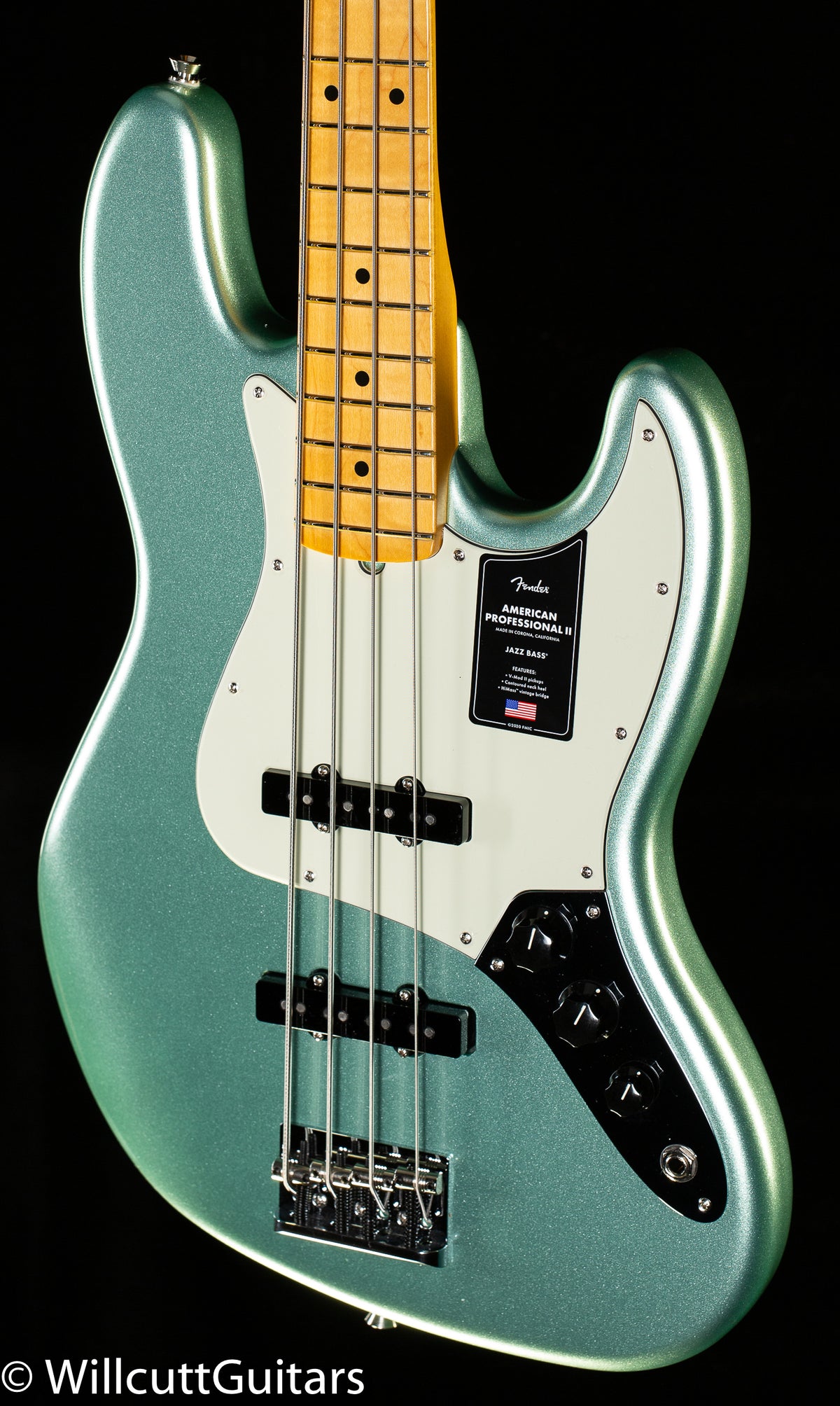 Fender American Professional II Jazz Bass Mystic Surf Green  Maple Fingerboard Bass Guitar