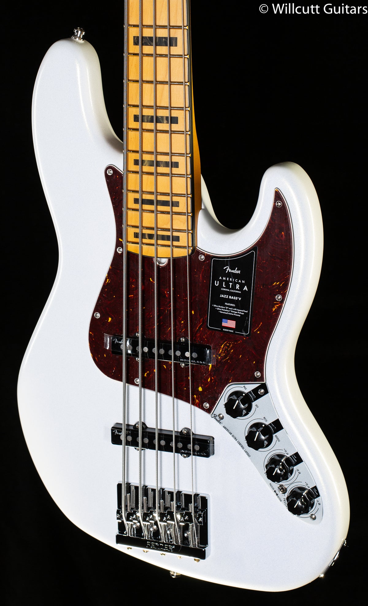 Fender American Ultra Jazz Bass V Maple Fingerboard Arctic Pearl
