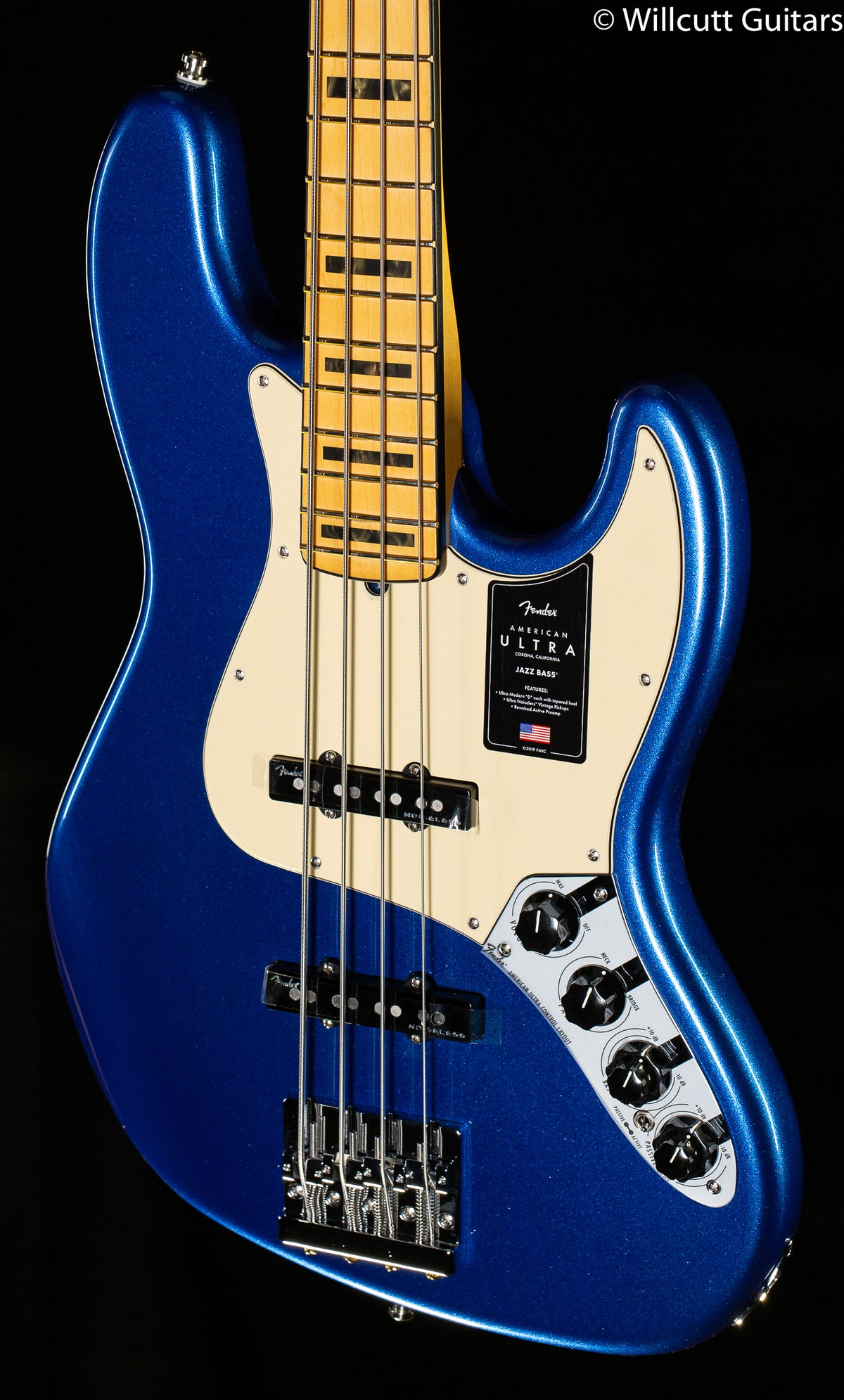 Fender American Ultra Jazz Bass®, Maple Fingerboard, Cobra Blue Bass Guitar (927)
