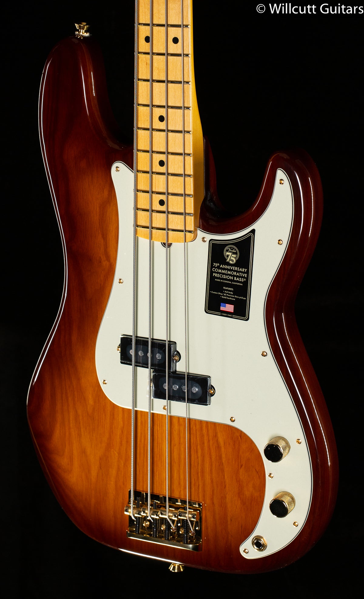 Fender 75th Anniversary Commemorative Precision Bass Maple Fingerboard  2-Color Bourbon Burst Bass Guitar