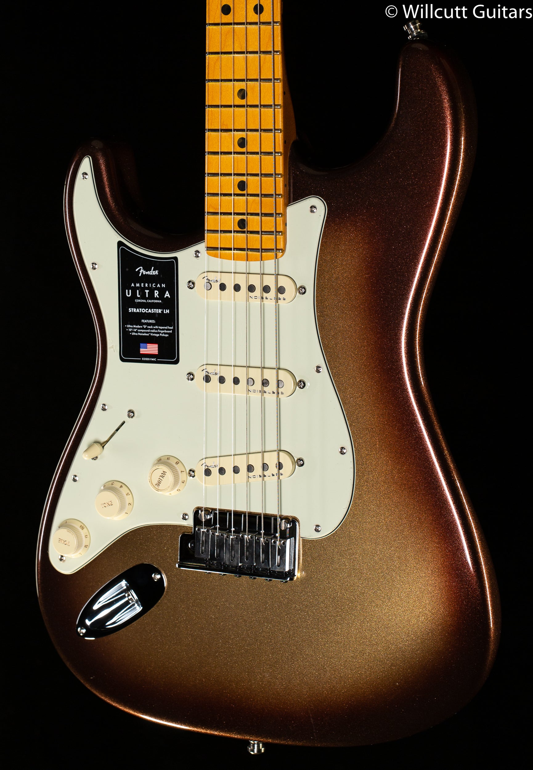 Fender American Ultra Stratocaster Maple Fingerboard Mocha Burst Left- -  Willcutt Guitars