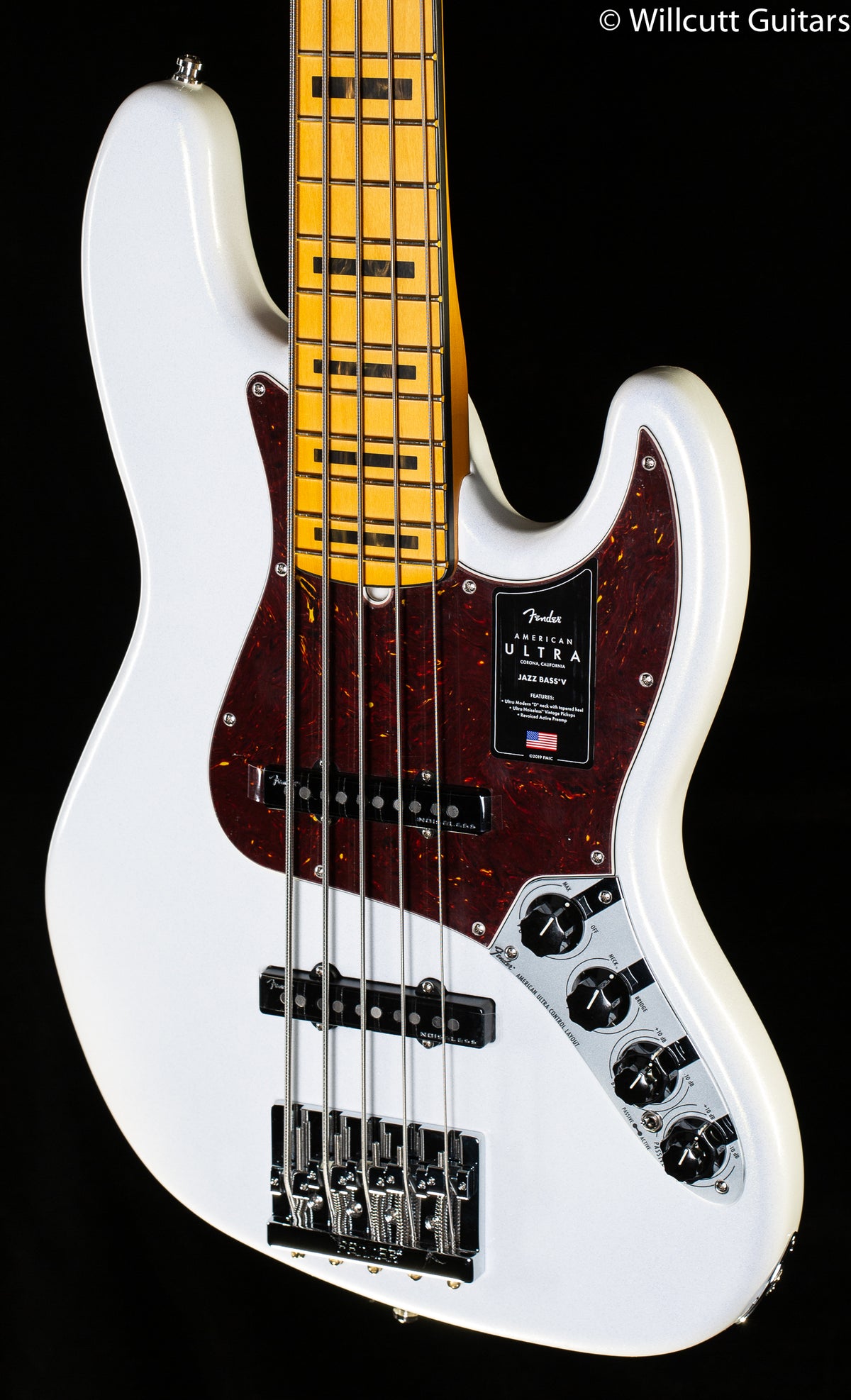 Fender American Ultra Jazz Bass V Maple Fingerboard Arctic Pearl (908)