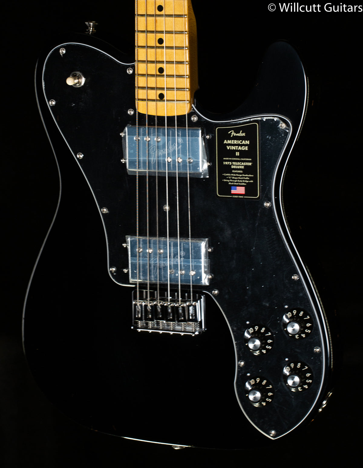 Fender American Vintage II 1975 Telecaster Deluxe Maple Fingerboard Black (695)