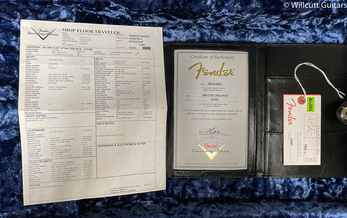 Fender Custom Shop American Custom Strat NOS Rosewood Fingerboard Chocolate 3-Color Sunburst (158)