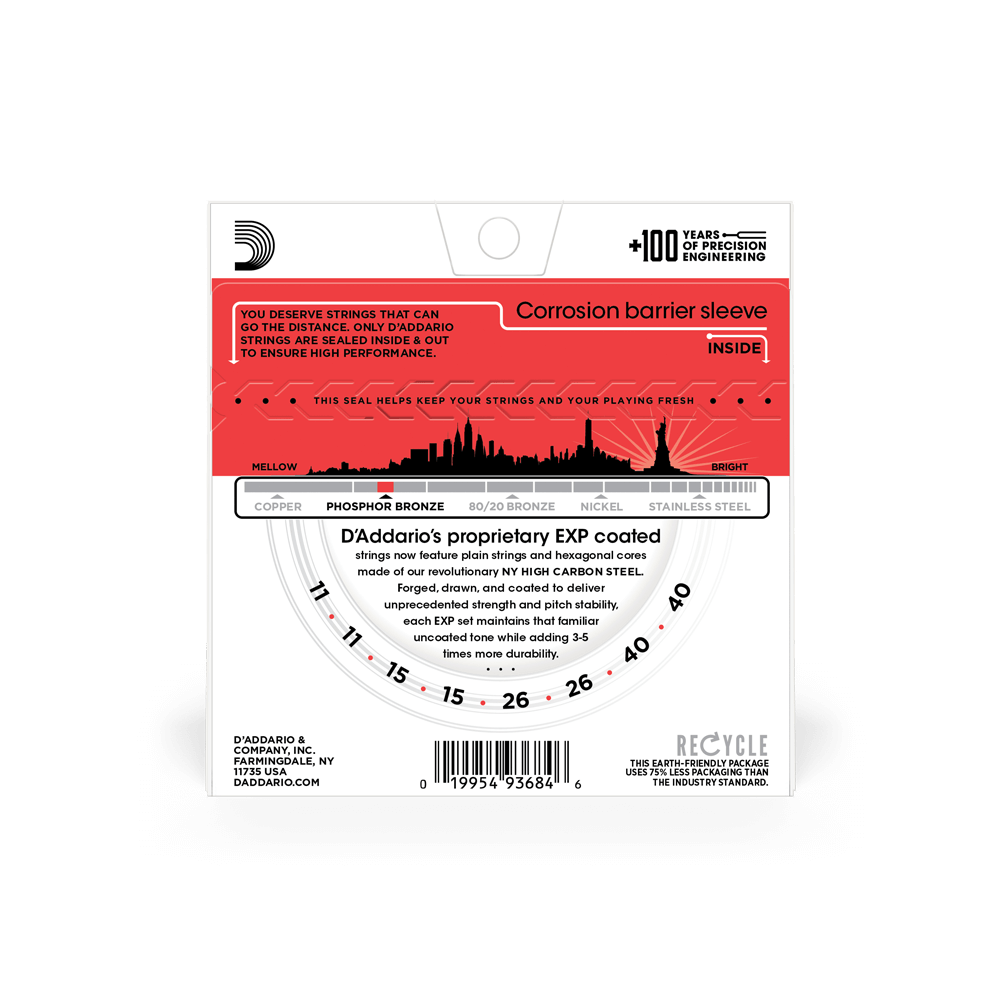 D'Addario EXP74 11-40 Medium, Coated Phosphor Bronze, Mandolin