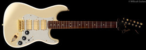 Fender Limited Edition Mahogany Blacktop Stratocaster HHH Olympic White Gold Hardware DEMO
