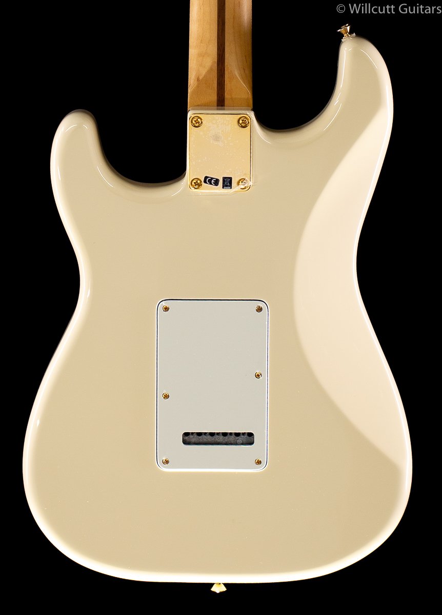 Fender Limited Edition Mahogany Blacktop Stratocaster HHH Olympic White Gold Hardware