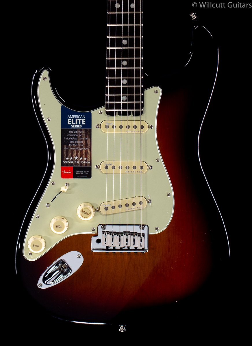 Fender American Elite Stratocaster 3-Tone Sunburst Ebony Lefty